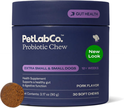 PetLab Co. Probiotic Chews for Dogs, Tailored, Small | Size-specific 8-strain probiotic blend with prebiotics to support digestive health, skin and seasonal allergy support
