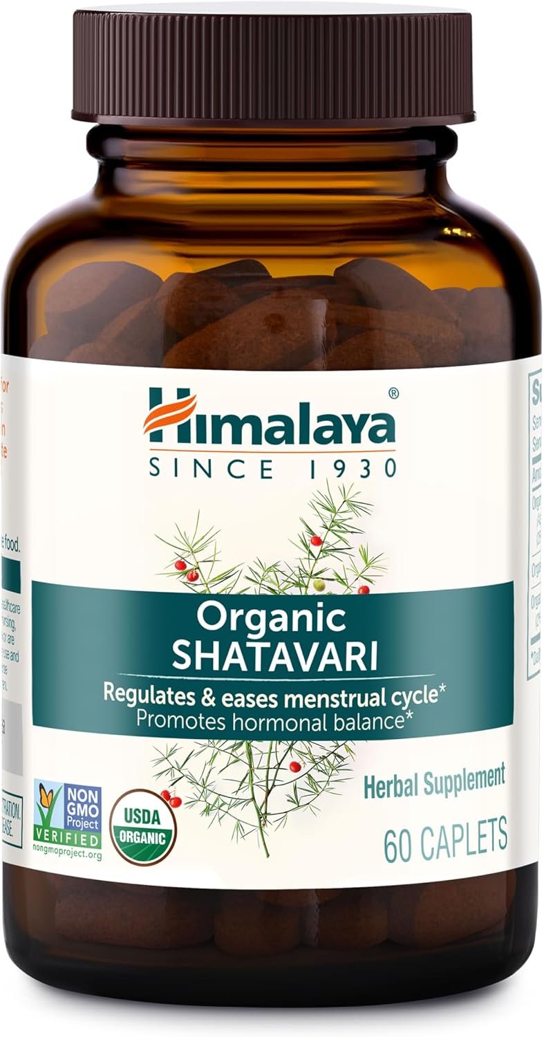 Himalaya USDA Organic Shatavari Capsules - Shatavari Capsules for Women, Promotes Hormone Balance and Menstrual Cramp Relief - Vegan, Gluten Free, 1300 mg, 60 Caplets