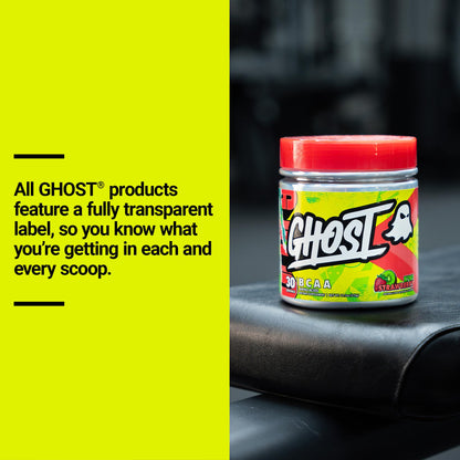 GHOST BCAA Powder Amino Acids Supplement, Sour Strips - 30 Servings - Sugar-Free Intra, Post & Pre Workout Amino Powder & Recovery Drink, 7G BCAA