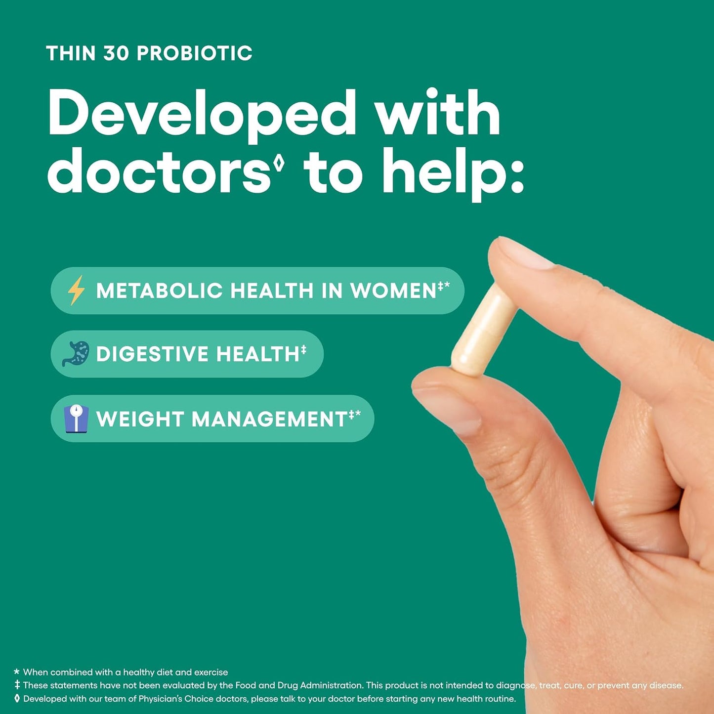 Physician's CHOICE - Beat Bloat + Support Weight Management Bundle: Digestive Enzymes + Thin-30 Probiotic
