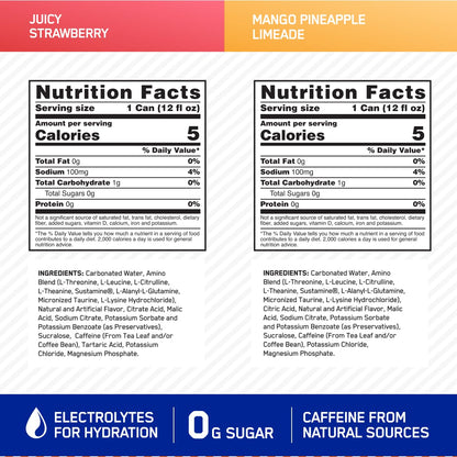 Optimum Nutrition Amino Energy Sparkling Hydration Drink, Electrolytes, Caffeine, Amino