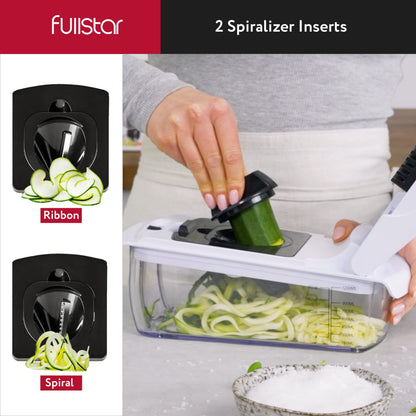 Fullstar Vegetable Chopper - Spiralizer Vegetable Slicer - Onion Chopper with Container