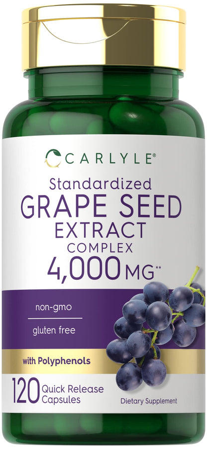 Carlyle Grape Seed Extract 4,000mg | 120 Quick Release Capsules | Standardized Extract 