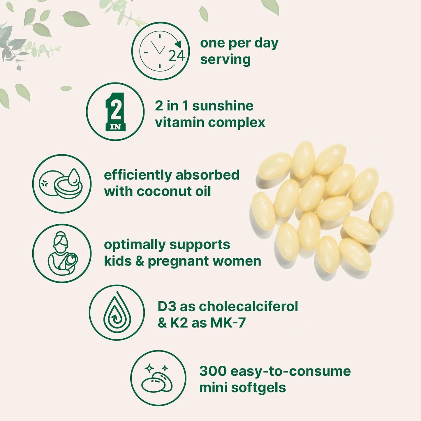 Micro Ingredients Vitamin D3 1,000 IU + K2 MK-7 25 mcg, 300 Softgels | Virgin Coconut Oil | 2-in-1 Bone, Immune & Heart Support | Easy to Swallow, Non-GMO