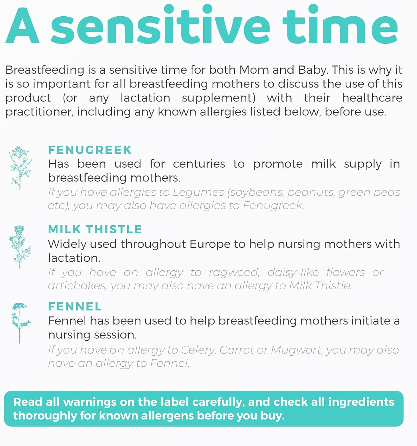 USDA Organic Lactation Supplement - Increase Milk Supply with Herbal Breastfeeding Support - Aid for Mothers - Organic: Fenugreek Seed, Fennel & Milk Thistle - 60 Vegan Capsules (No Pills or Cookies)