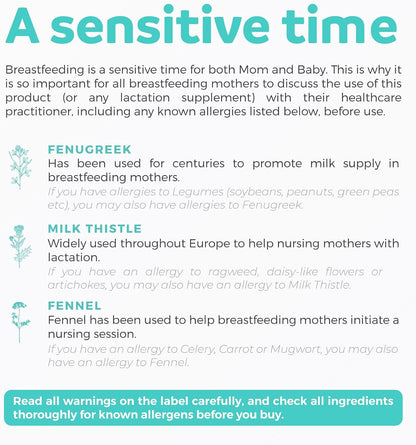 USDA Organic Lactation Supplement - Increase Milk Supply with Herbal Breastfeeding Support - Aid for Mothers - Organic: Fenugreek Seed, Fennel & Milk Thistle - 60 Vegan Capsules (No Pills or Cookies)