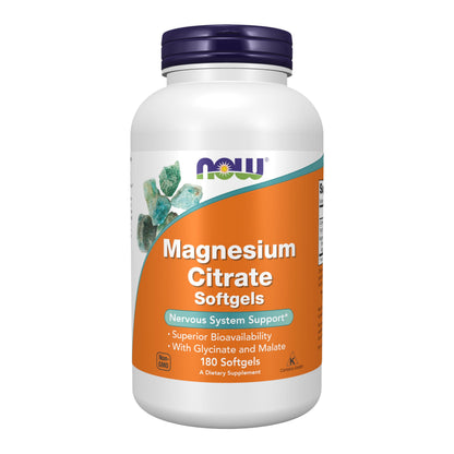 NOW Supplements, Magnesium Citrate, Enzyme Function*, Nervous System Support*, 120 Veg Capsules