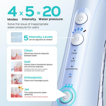 COSLUS ADA Accepted C50 Water Dental Flosser, 4 Modes 5 Power Levels, Pink