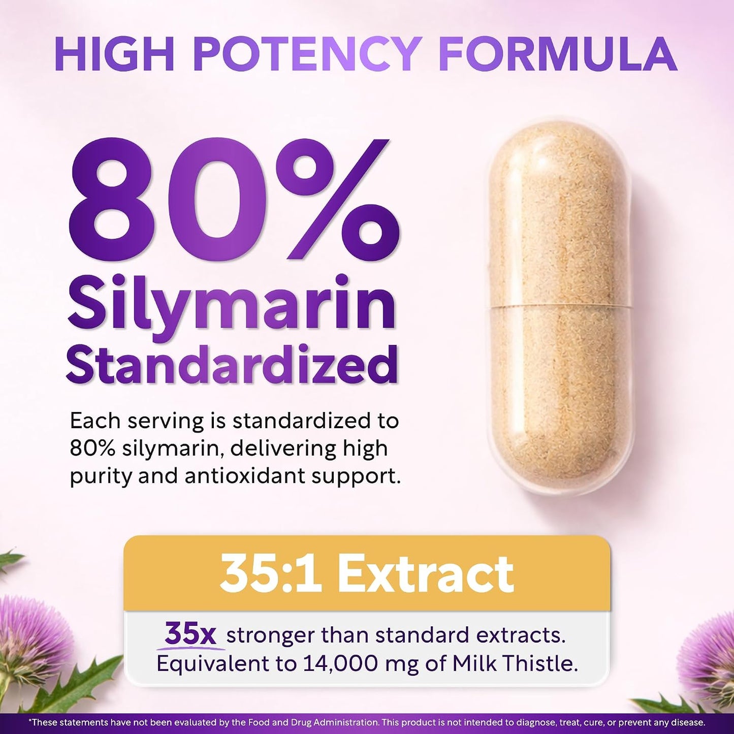 USDA Organic Milk Thistle | 80% Silymarin Flavonoids | 35:1 Extract | 120ct