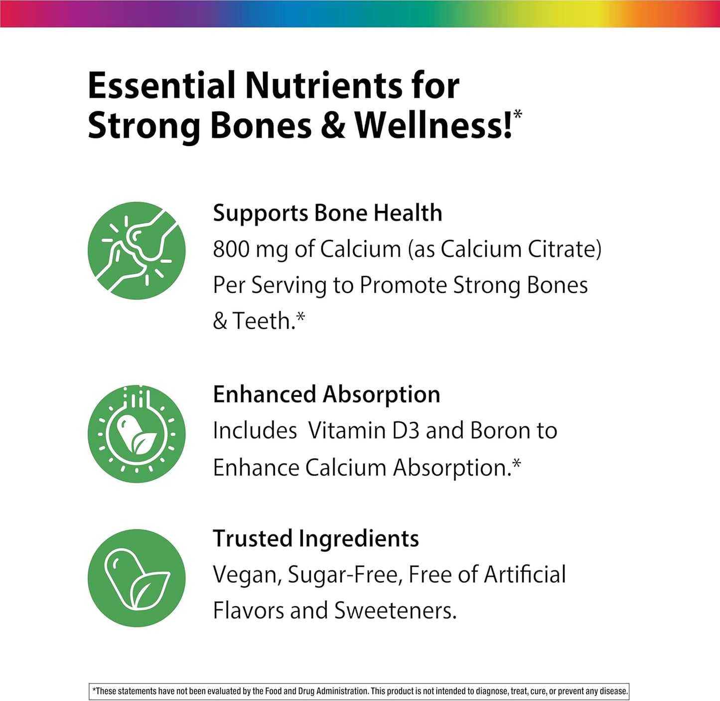 Rainbow Light Calcium Citrate Mini Tablets + | 120 Count | Superior Calcium Absorption | Vegan D3, Boron & Real Food Nutrients | Supplement for Men and Women