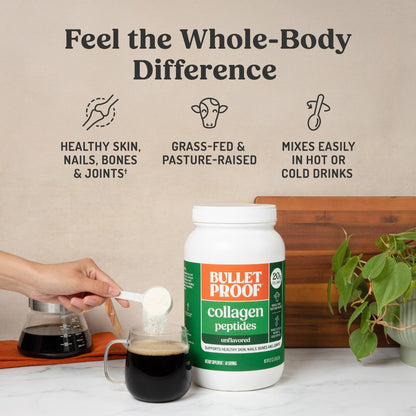 Bulletproof Unflavored Collagen Peptides Powder, 20g Grass-Fed Collagen Protein and Amino Acids for Skin, Bones and Joints, 17.6 Ounces