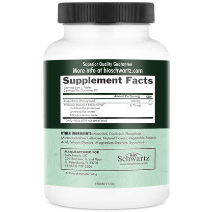 Oral Probiotics Supplement with Prebiotics, Strawberry Flavor, 60 Tablets