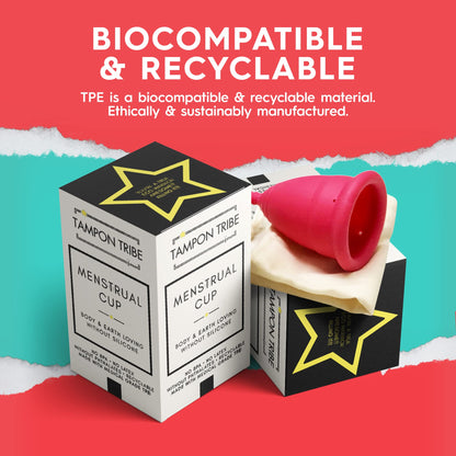 Tampon Tribe - Reusable Menstrual Cup, Easy to Clean TPE-Based Period Essential, Silicone-Free