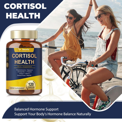 Totaria Cortisol Supplement with Ashwagandha,Magnesium,Rhodiola Rosea,L Theanine,Hormone Balance for Women 120 Vegan Capsules (Pack of 1)