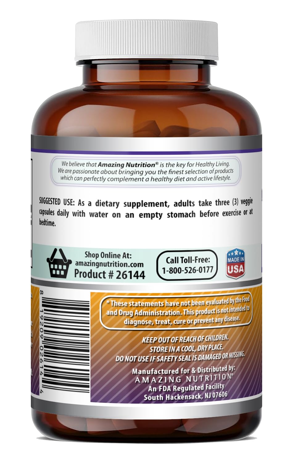 Amazing Formulas L-Ornithine 1500 Mg Per Serving Veggie Capsules Supplement | Non-GMO | Gluten Free | Made in USA (120 Count)