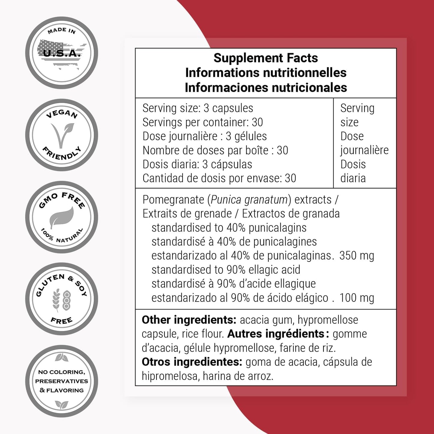 Supersmart - Double Pomegranate (High Strength) - 90% Ellagic Acid & 40% Punicalagins - Pomegranate Extract Supplement - Advanced Antioxidant | Non-GMO & Gluten Free - 90 Vegetarian Capsules