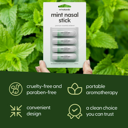 Mint Nasal Stick, Nasal Inhaler, Essential Oil Aromatherapy, 4 Sticks by M3