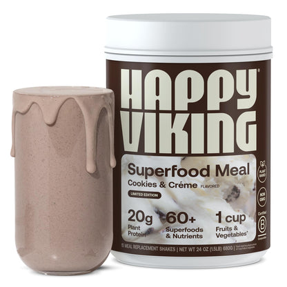 Happy Viking Cookies and Cream Plant Protein Powder, Created by Venus Williams, 20G 