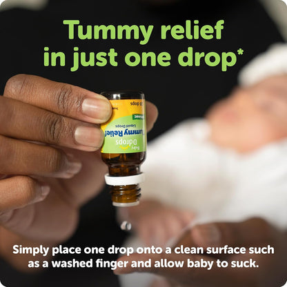 Ddrops Baby Tummy Relief Liquid Drops, Organic Gripe Water for Newborns, Relief from Gas, Colic, Fussiness and Hiccups, Just One Drop, Herbal Ingredients, 120 Drops