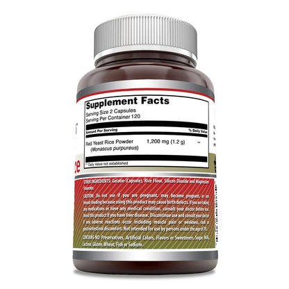 Amazing Formulas Red Yeast Rice 1200mg Per Serving Capsules Supplement | Non-GMO | Gluten Free | Made in USA (1 Pack, 120 Count)