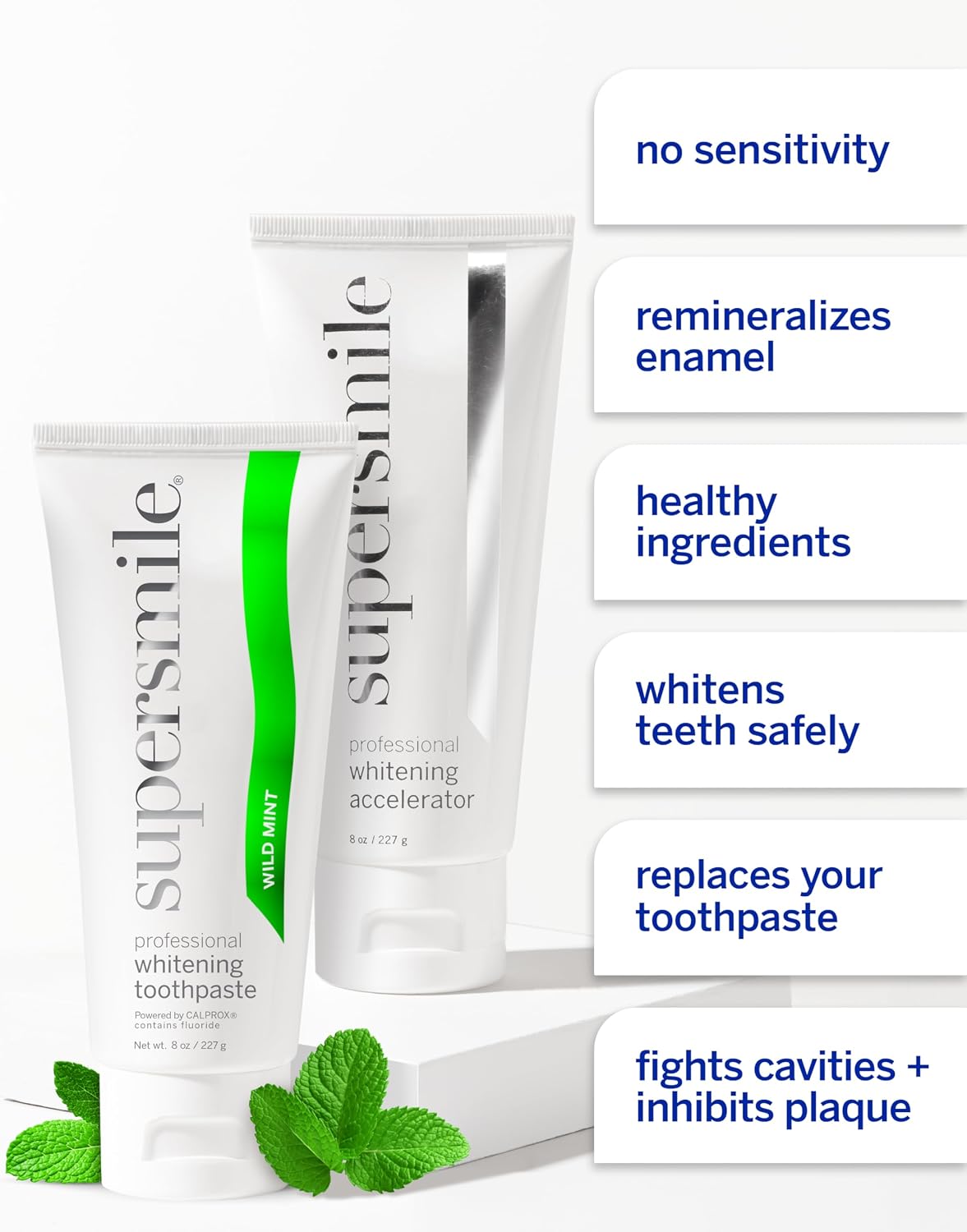 Supersmile Wild Mint Whitening System, 8 Oz Toothpaste + Accelerator