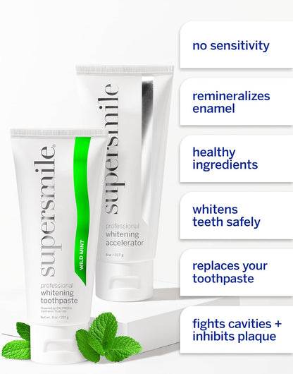 Supersmile Wild Mint Whitening System, 8 Oz Toothpaste + Accelerator