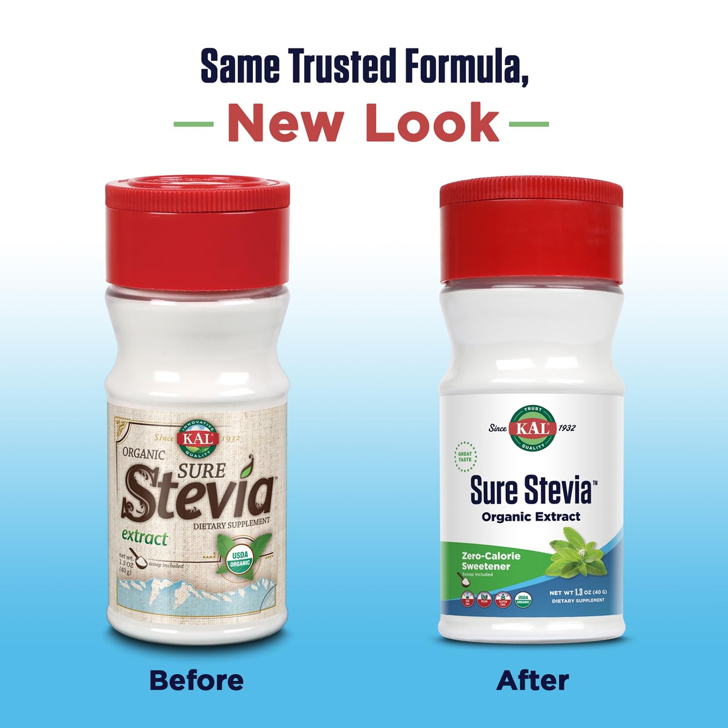 KAL Sure Stevia Extract Powder, Low Carb, Plant Based Stevia Sweetener, Great Taste, Zero Calories, Zero Sugar, Low Glycemic & Perfect for a Keto Diet, 60-Day Guarantee, Approx. 1820 Servings, 3.5oz