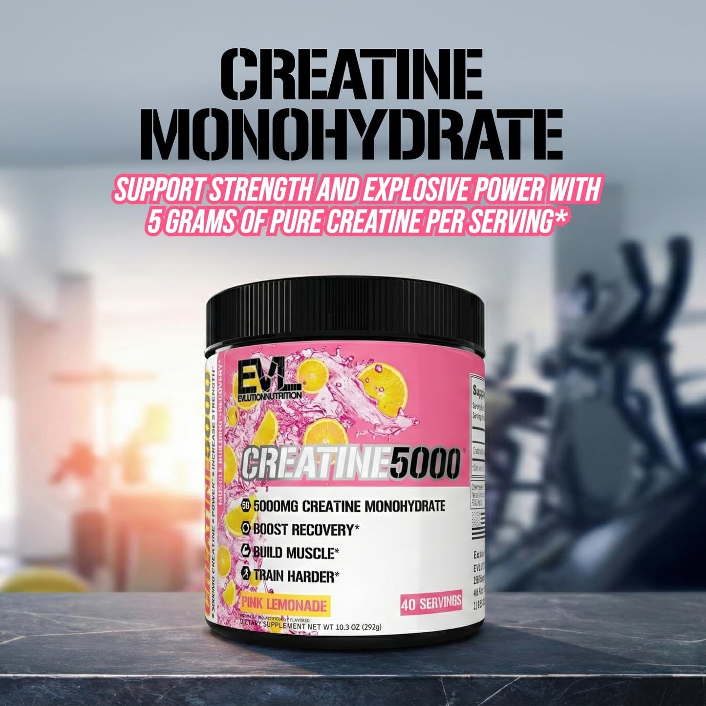 Evlution Nutrition Creatine 5000 - Supports Faster Recovery Lean Muscle Growth & Performance - Pre & Post Workout Powder - 5000mg Pure Creatine Monohydrate Per Serving - 60 Servings - Unflavored