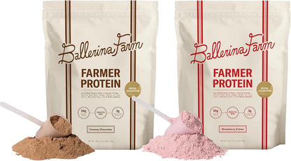 Grass Fed Whey Protein Powder, Creamy Chocolate + Strawberry Crème, 24g Protein with Collagen Peptides, Bovine Colostrum, Hemp Hearts & Prebiotic Fiber, No Added Sugar, 40 Serving Total