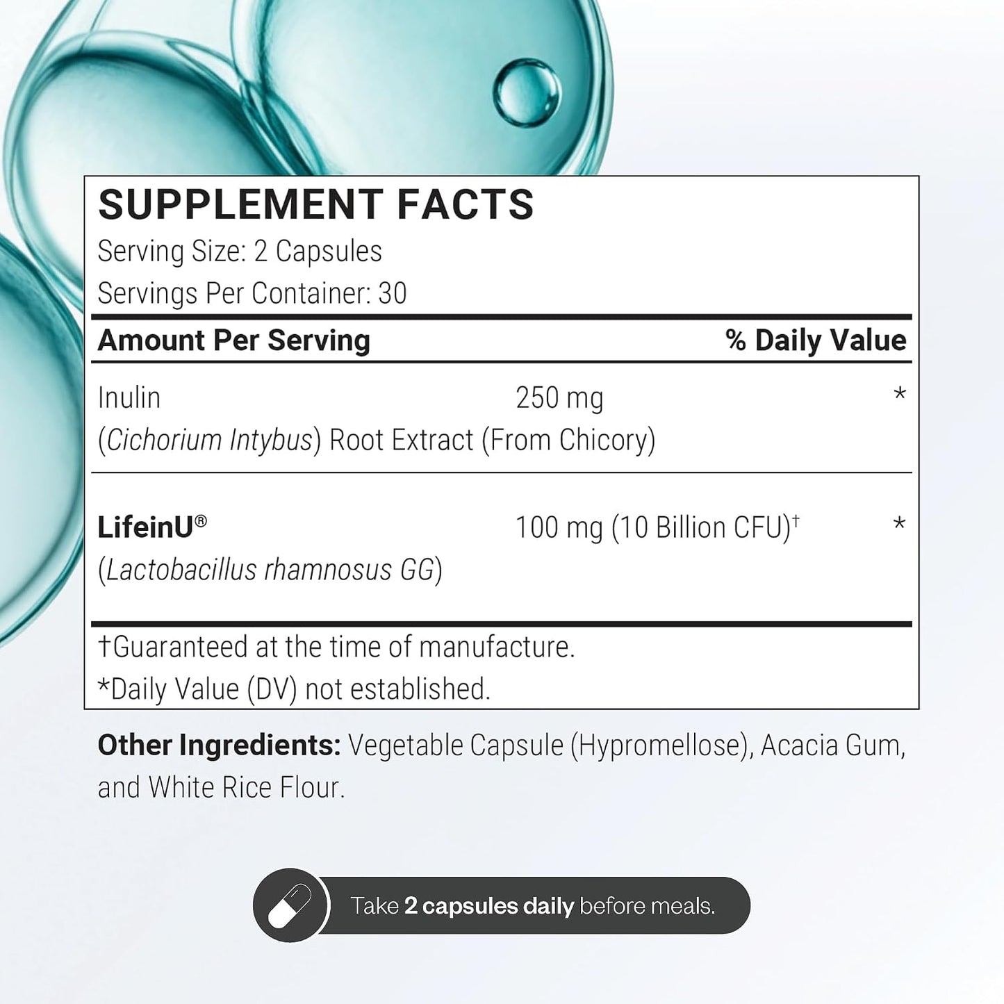 Supersmart Lactobacillus Rhamnosus GG 10 Billion CFU per Day (LGG Probiotic with Inulin) - L. Rhamnosus Supplement | Non-GMO & Gluten Free - 60 DR Capsules
