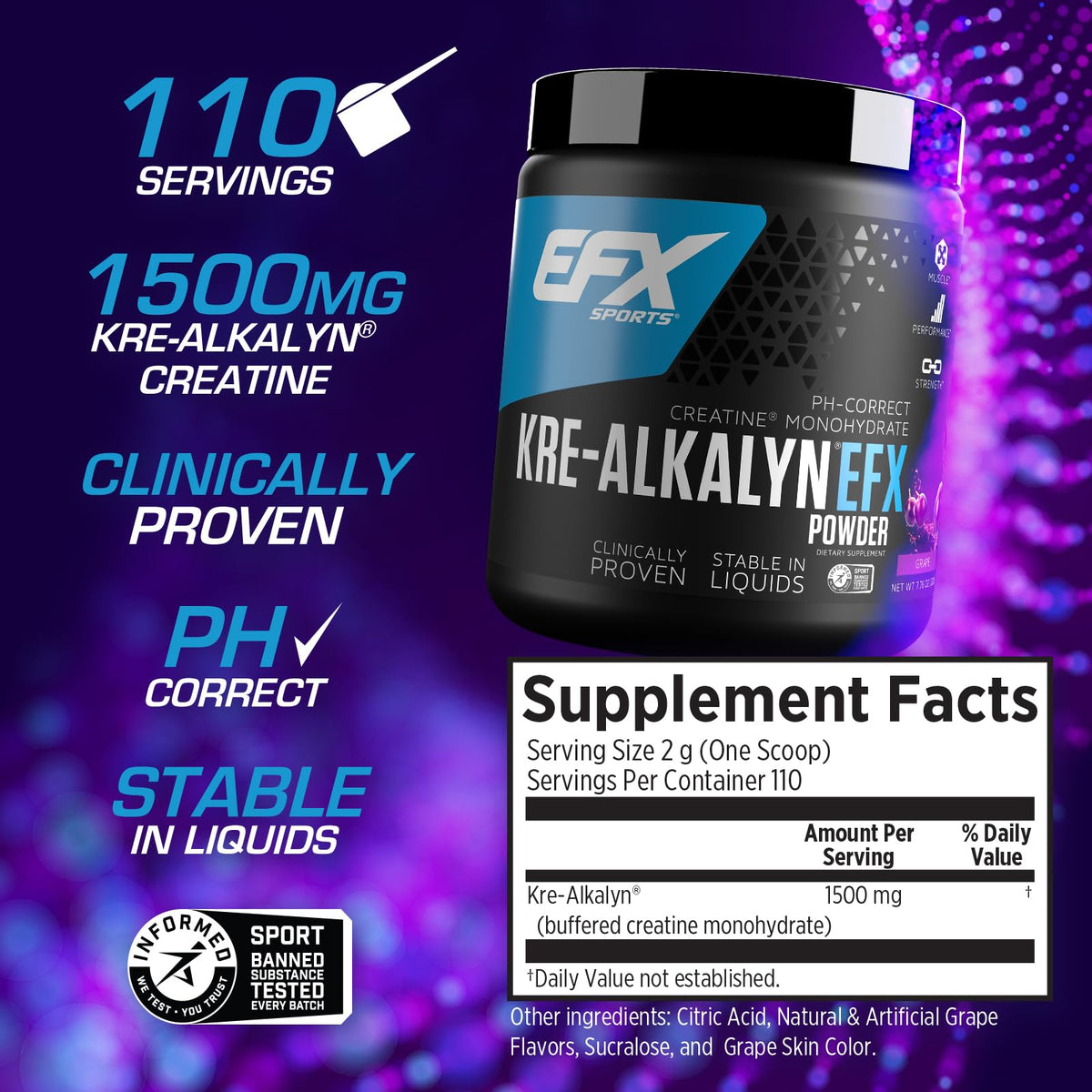 EFX Sports Kre-Alkalyn EFX Powder | pH Correct Creatine Monohydrate Powder Supple