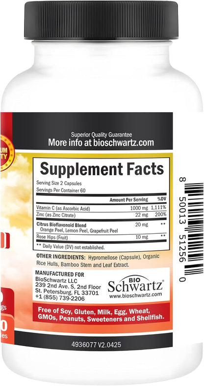 BioSchwartz Vitamin C Complex Supplement - Vitamin C 1000mg Capsules
