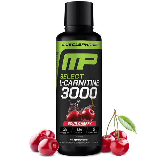 Muscle Pharm L-Carnitine 3000, The Ultimate Liquid L Carnitine Supplement for High-Performance, Supports Metabolism, Hydration & Energy, Zero Sugar, Low Calories, Sour Cherry Flavor, 32 Servings
