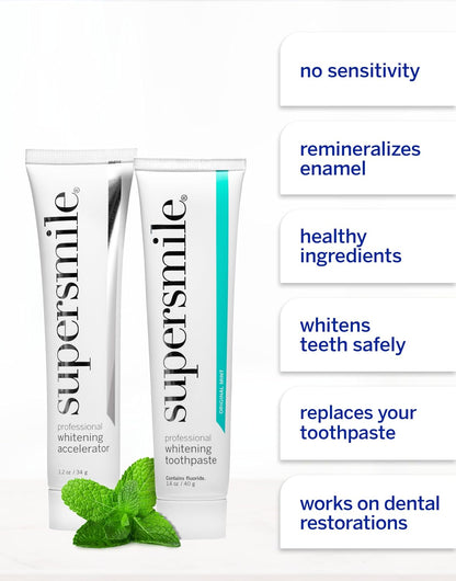 Supersmile Whitening System, Toothpaste + Accelerator, Original Mint