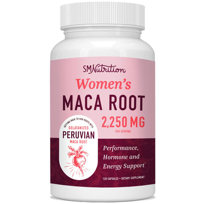 Organic Maca Root Capsules for Women | 2250MG Extra Strength | Red, Black & Yellow 