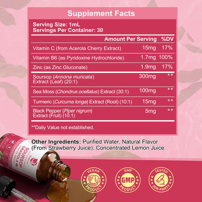 (2 Pack)Whole Soursop Graviola Leaf Extract Liquid Drop with Irish Sea Moss | Herbal Soursop Bitters Liquid for Cell Support & Regeneration, Immunity and Gut Health丨Vegan, Non-GMO, Natural Flavor,1 Fl Oz