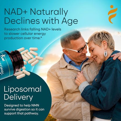Fuel Liposomal NMN 750mg per Serving (500mg NMN + 250mg TMG) – Enhanced Absorption Nicotinamide Mononucleotide Supplement – NAD+ Support, 60 Capsules, Non-GMO, Lab Tested