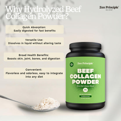 Grass-Fed Agglomerated Hydrolyzed Collagen Peptides 1.5 lb. Anti-Aging Protein for Healthy Hair, Skin & Joints. Paleo Friendly, GMO and Gluten Free, Pasture-Raised Bovine.