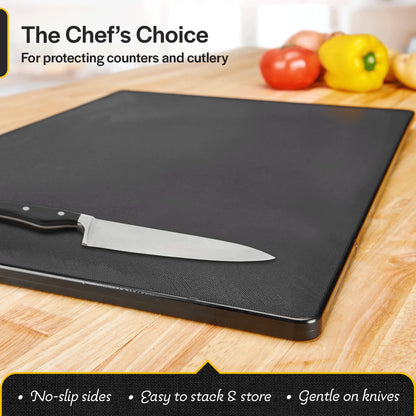 Thirteen Chefs Cutting Boards for Kitchen - 24 x 18 x .5" Black Color Coded Plastic Cutting