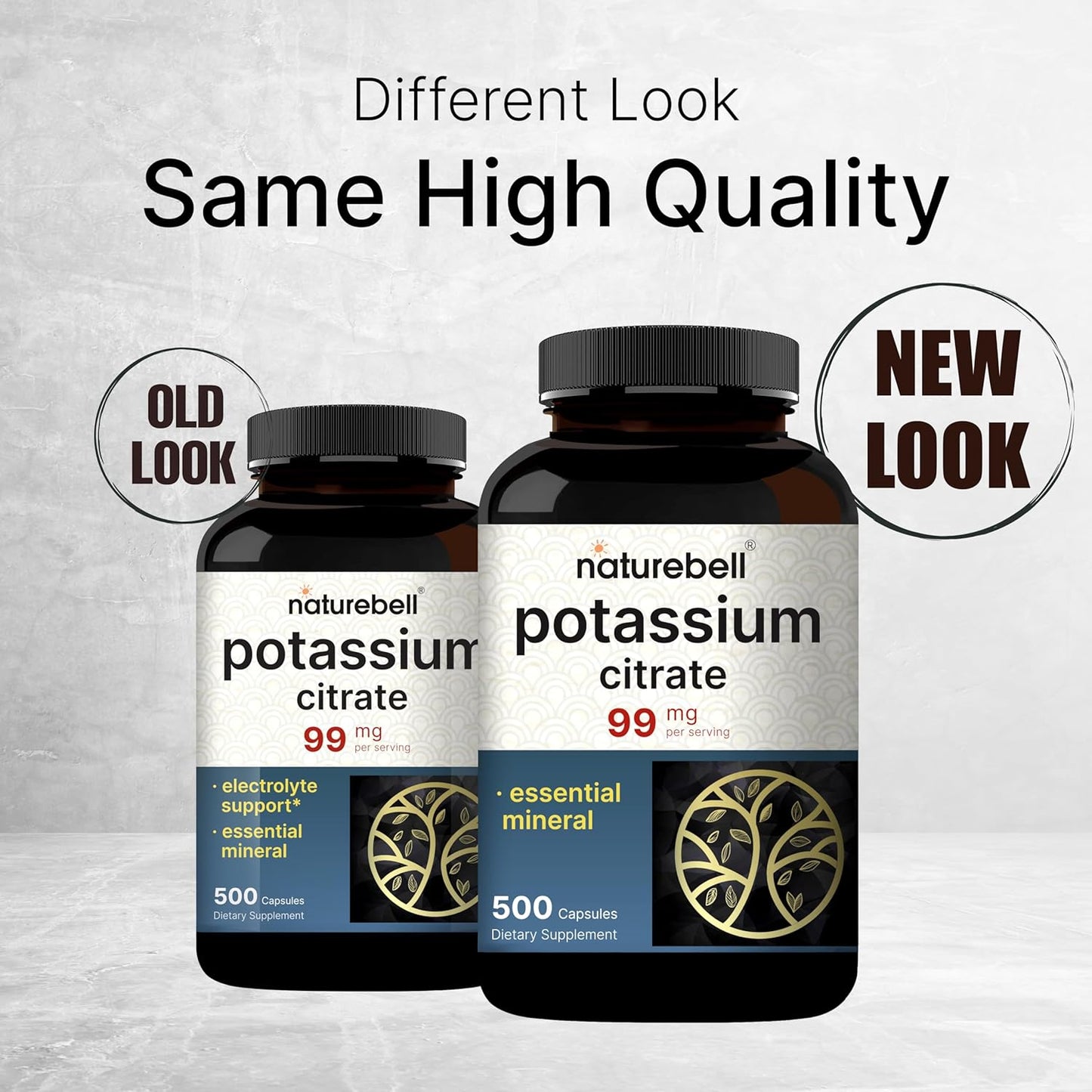 NatureBell Potassium Citrate 99mg, 500 Capsules - Chelated Mineral Supplements - Non-GMO, Gluten Free