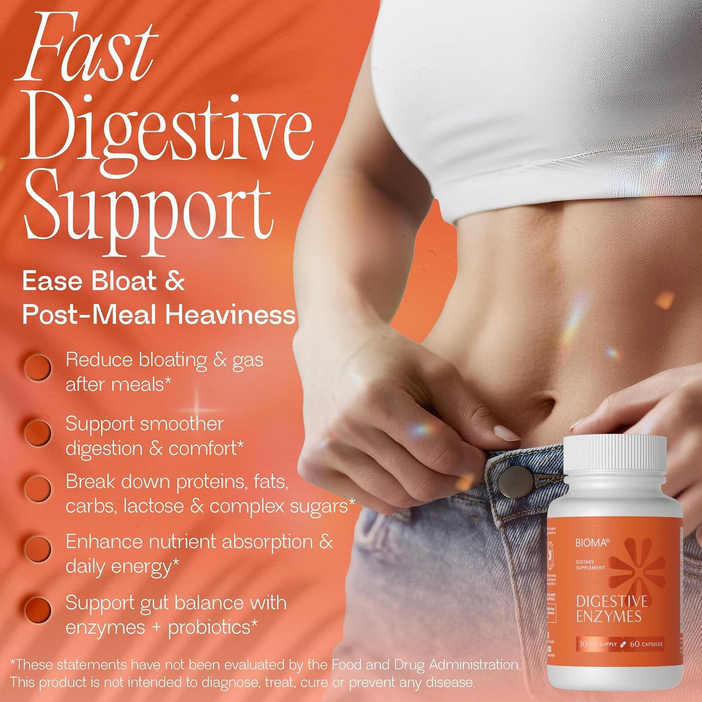 BIOMA Digestive Enzymes Supplement with Probiotics & Prebiotics, Supports Digestion and Gut Health, Helps Reduce Bloating and Gas, Daily Enzyme Formula Capsules