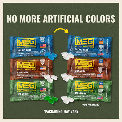 MEG Military Energy Gum, Multi Flavors | Caffeine Gum - Pack of 3, 15 Count