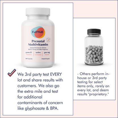 FullWell Prenatal Vitamins Lemon | choline, folate, vitamin D for fetal growth, brain development