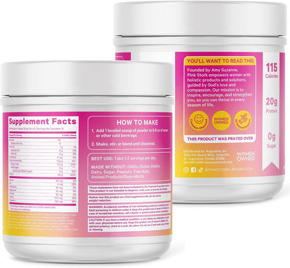 Pink Stork Protein Powder for Women, 20g Vanilla Plant-Based, 15 Scoops | With Fiber & Superfoods, Gluten Free, Dairy Free, Sugar Free, Pregnancy Friendly