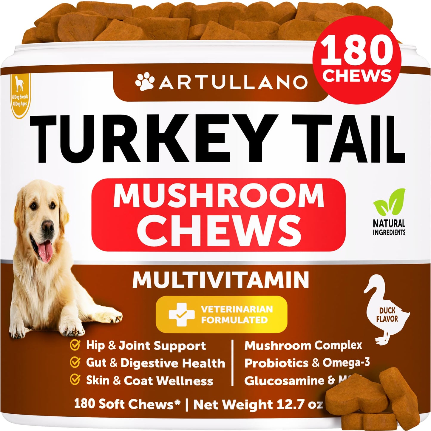 Dog Multivitamin Chewable with Glucosamine 26 in 1 - Dog Vitamins and Supplements - Senior & Puppy Multivitamin for Dogs - Pet Joint Support Health - Immunity, Mobility, Gut Skin - 120 Chews