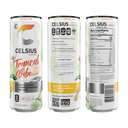 CELSIUS RETRO VIBE Sparkling Sherbet Slush, Sugar Free Energy Drink, 12 Fl Oz (Pack of 12)
