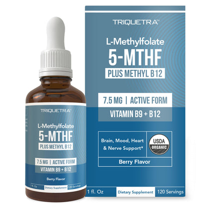 L Methylfolate 7.5mg plus Methyl B12 - Active 5-MTHF Form, MTHFR Supplement - Bloodstream Ready Methylated Folate + B12 Cofactor - Supports Mood, Homocysteine Methylation, Cognition (60 Capsules)
