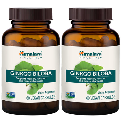 Himalaya Ginkgo Biloba Capsules, 120mg, Ginkgo Biloba Supplements for Brain Memory and Focus Support, Ginkgo Biloba Extract - Vegan, Gluten Free, 60 Capsules