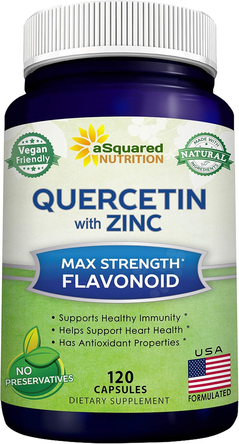 Quercetin with Zinc Supplement - 1000mg Per Serving - 120 Capsules | Quercetin Dihydrate with Zinc & Black Elderberry - Max Strength Powder Complex Pills to Help Improve Immune Response